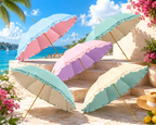 Elegant Frilled Pagoda UV protection Umbrella UPF40+