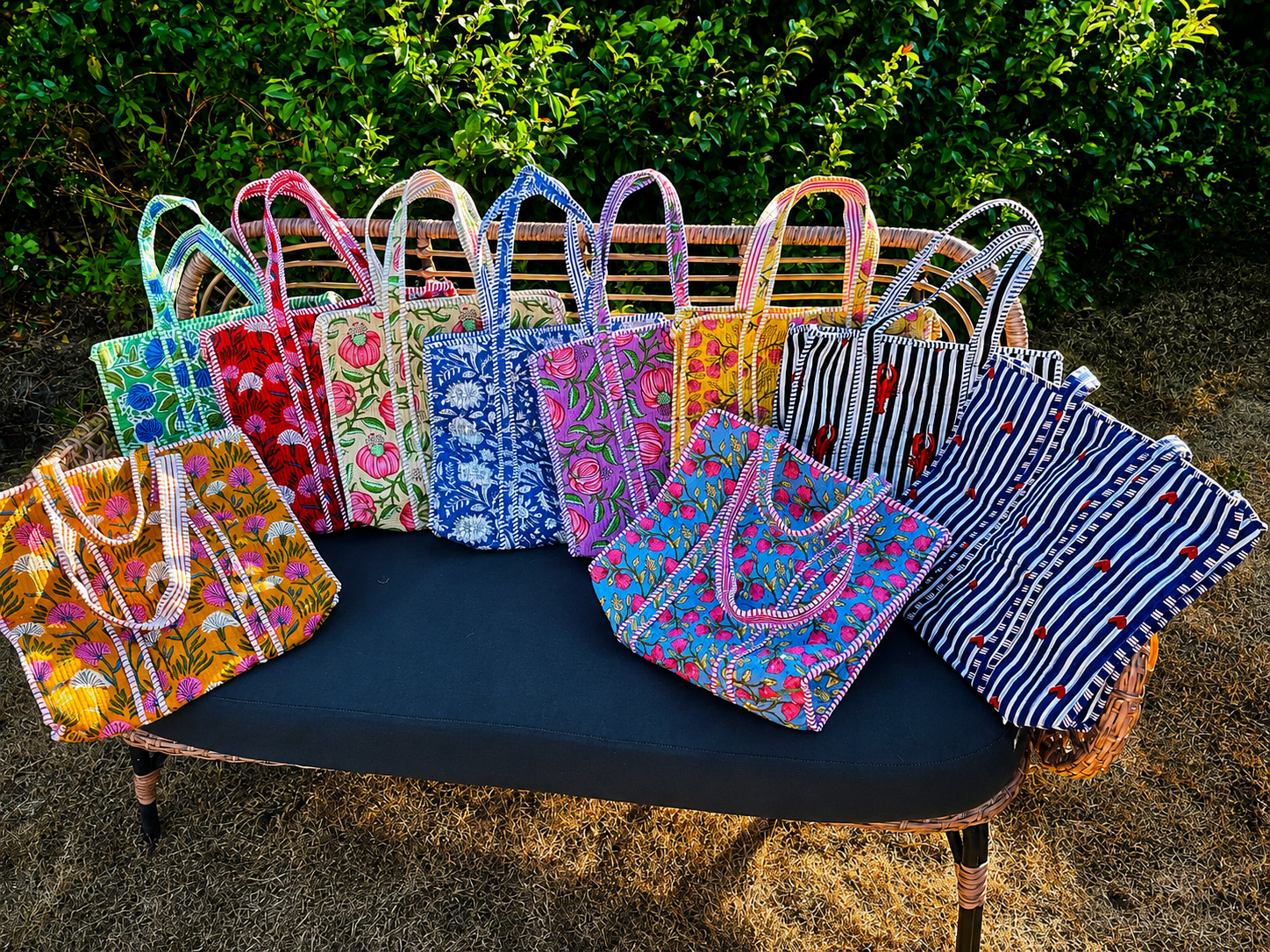 Quilted Block Print Tote (Smaller Size)