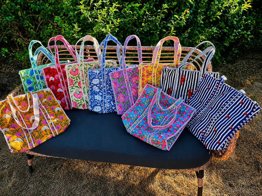Quilted Block Print Tote (Smaller Size)