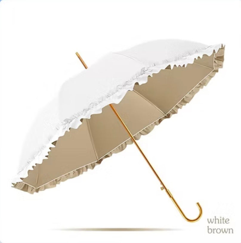 Elegant Frilled Pagoda UV protection Umbrella UPF40+