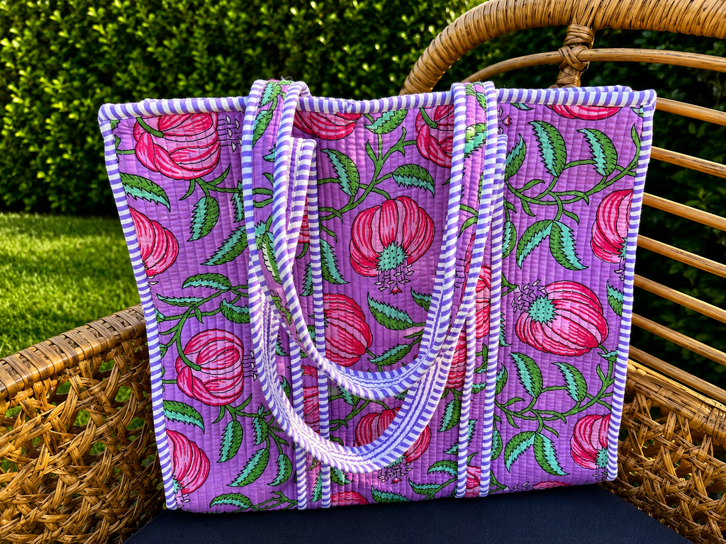 Quilted Block Print Tote (Smaller Size)
