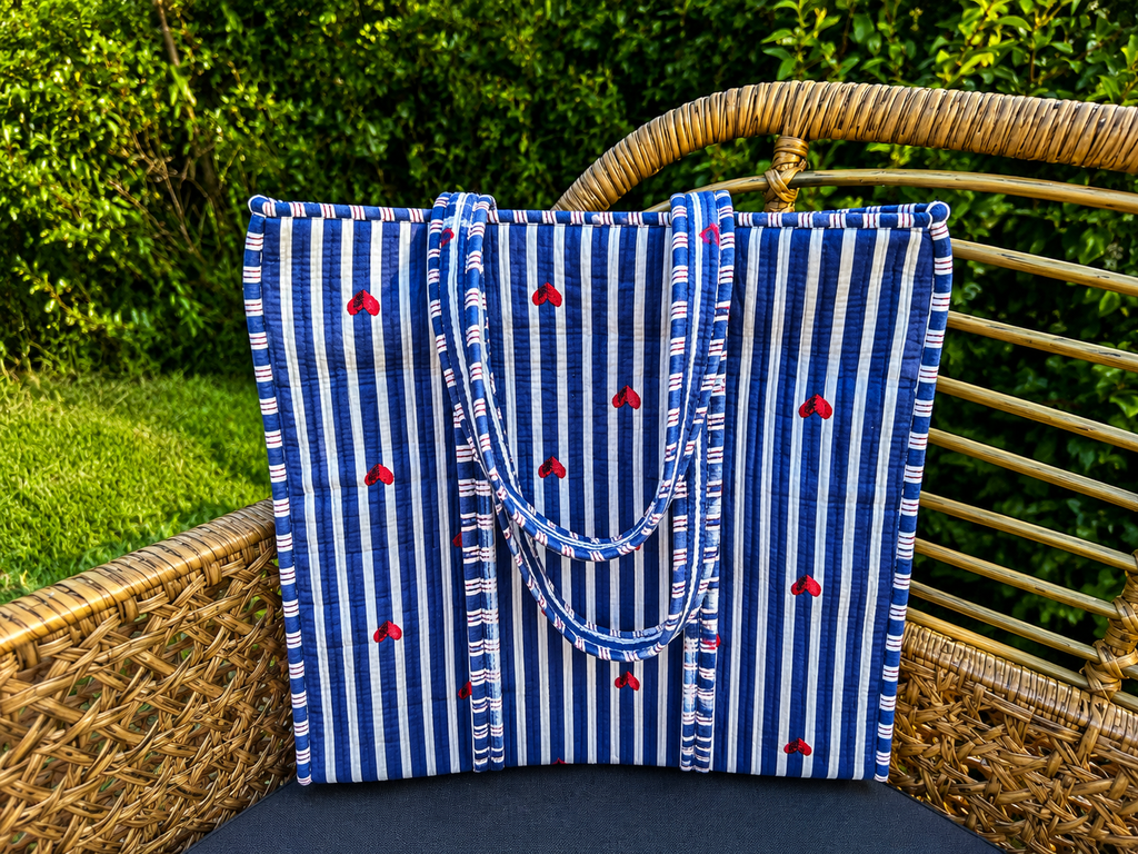 Quilted Block Print Tote (Smaller Size)