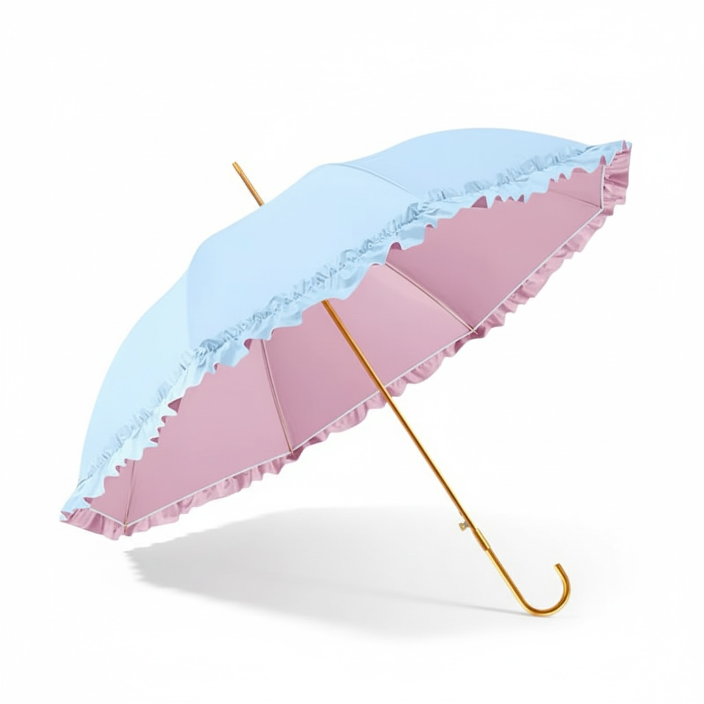 Elegant Frilled Pagoda UV protection Umbrella UPF40+