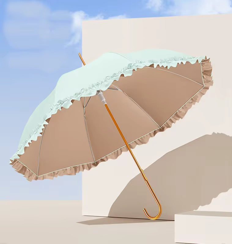Elegant Frilled Pagoda UV protection Umbrella UPF40+