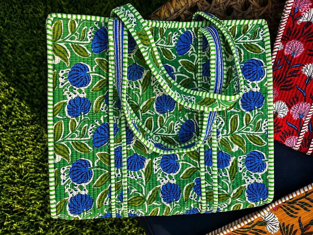 Quilted Block Print Tote (Smaller Size)