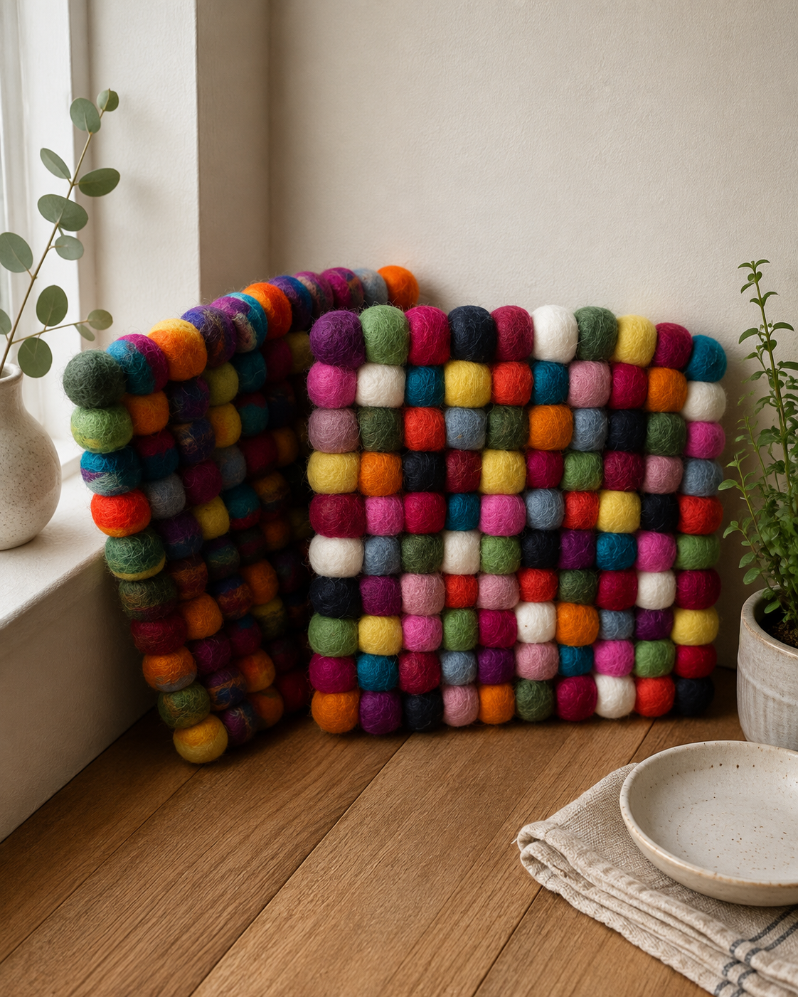 Wool Felt Coasters & Trivets~Handmade in Nepal