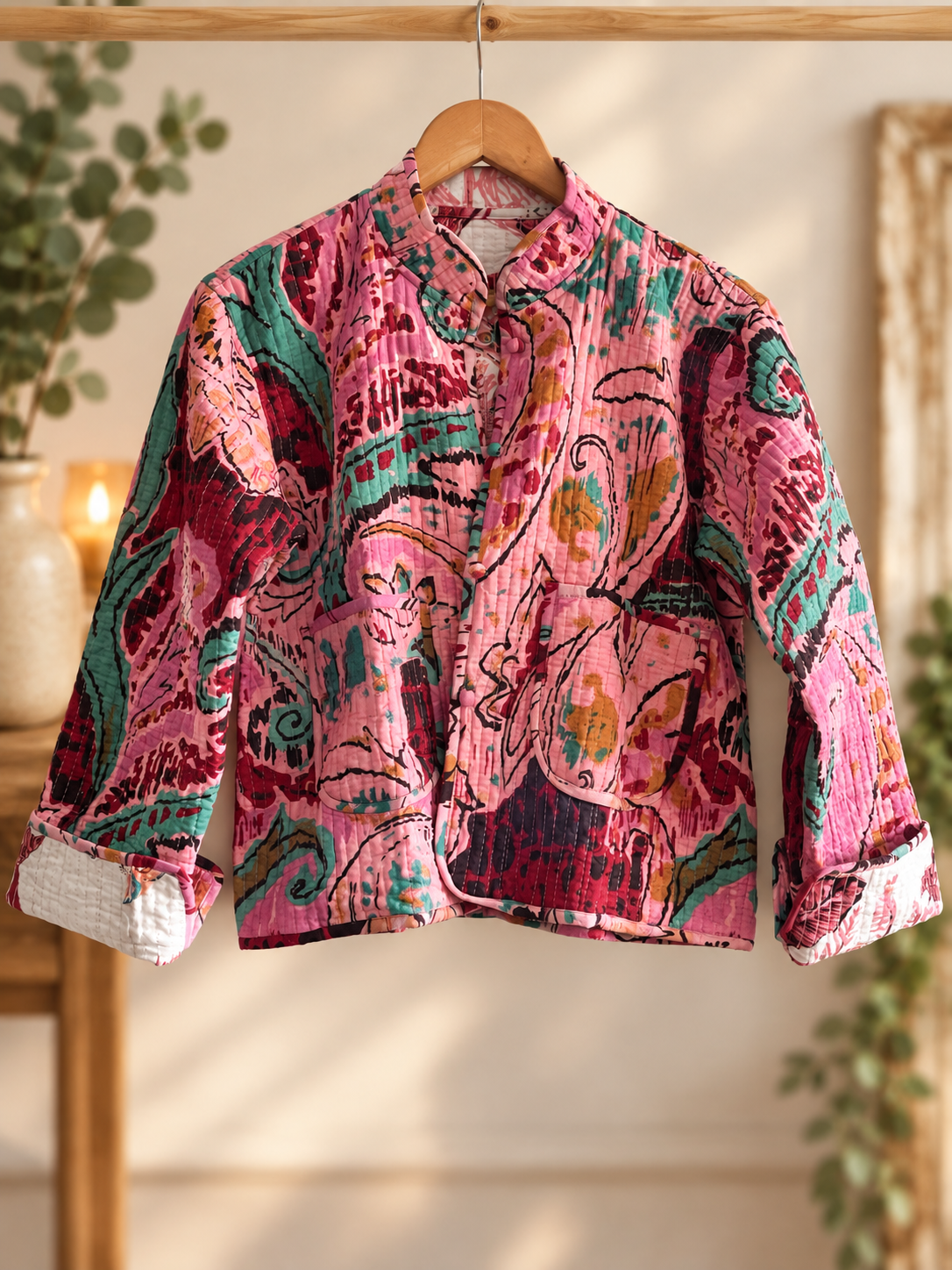 Handmade Kantha Reversible Jacket – Autumn/Winter Colours