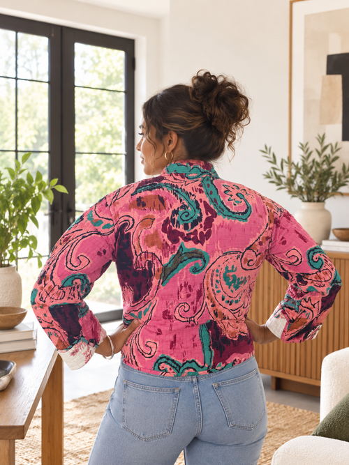 Handmade Kantha Reversible Jacket – Autumn/Winter Colours