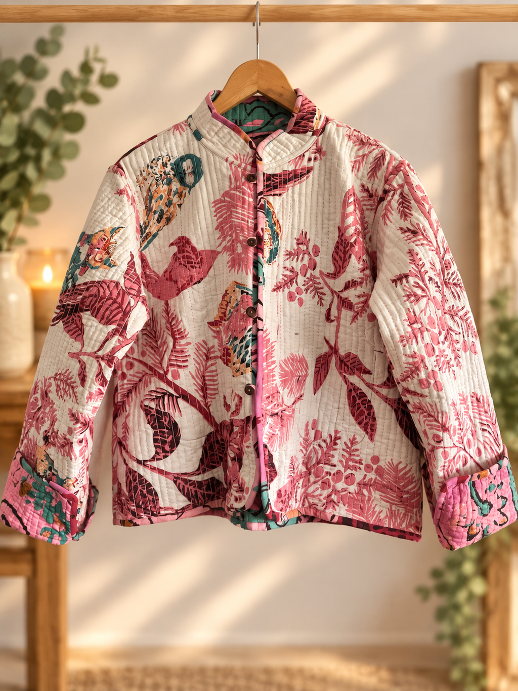 Handmade Kantha Reversible Jacket – Autumn/Winter Colours