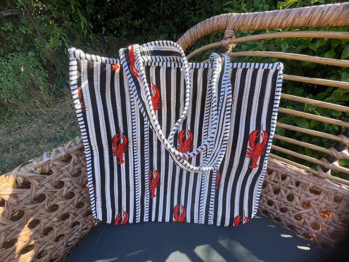 Quilted Block Print Tote (Smaller Size)