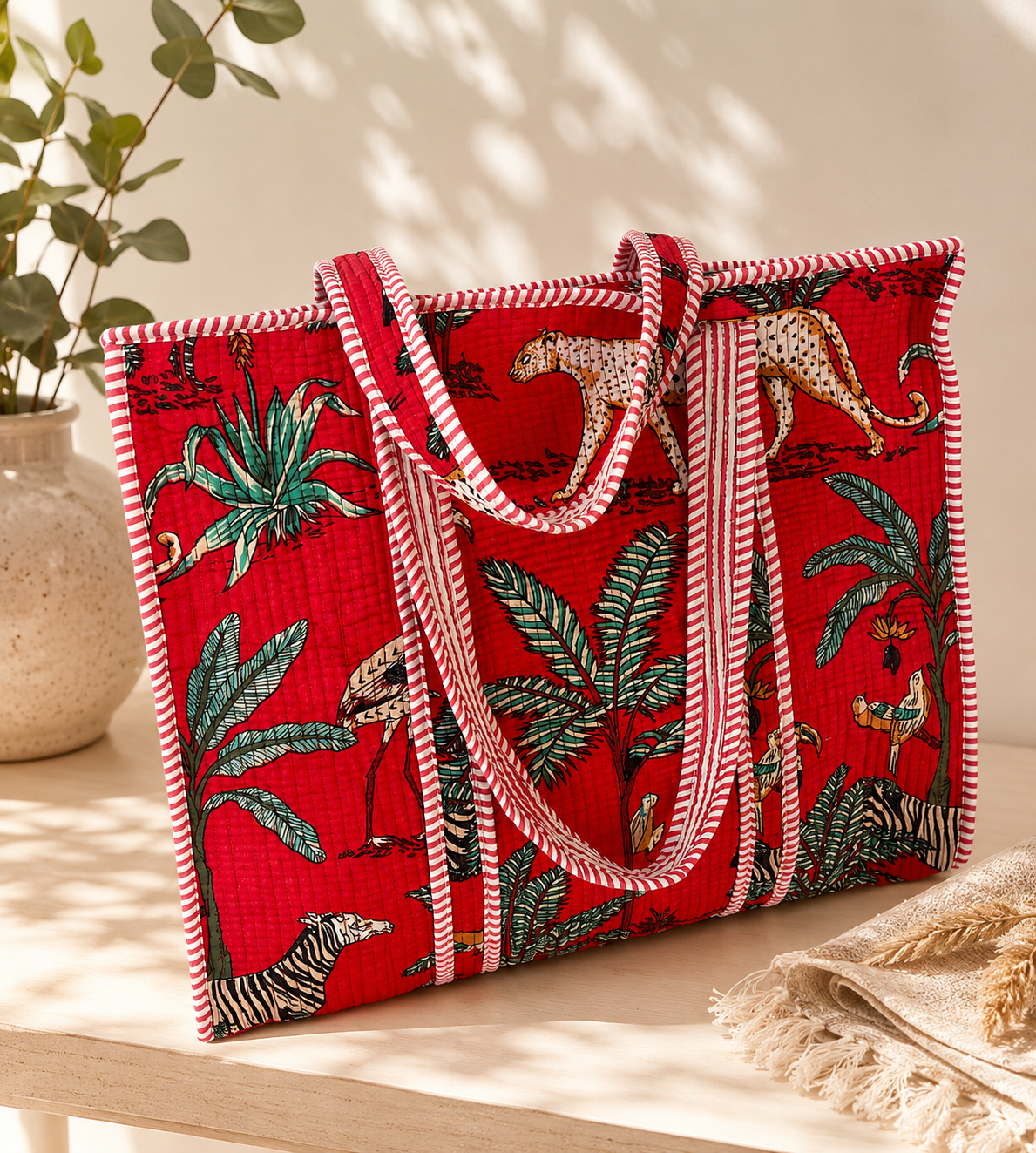 Quilted Cotton Tote Bag, Curated by Lion & Willow