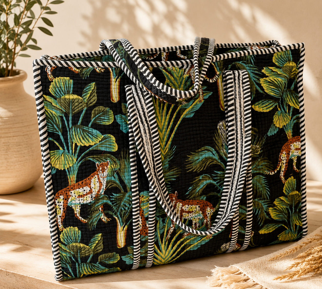 Quilted Cotton Tote Bag, Curated by Lion & Willow