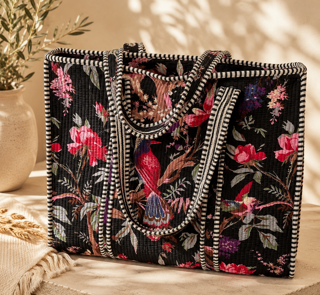 Quilted Cotton Tote Bag, Curated by Lion & Willow