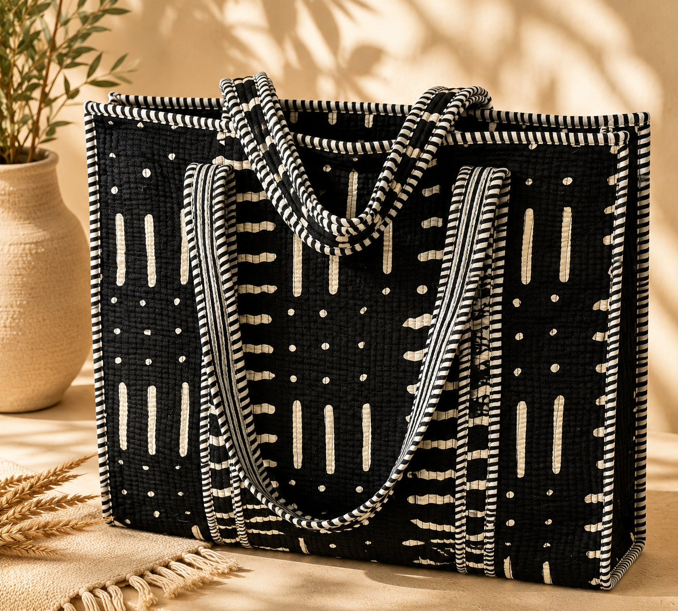 Quilted Cotton Tote Bag, Curated by Lion & Willow