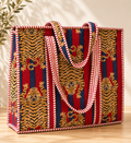 Quilted Block print Cotton Tote Bag, Curated by Lion & Willow