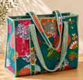 Quilted Block print Cotton Tote Bag, Curated by Lion & Willow