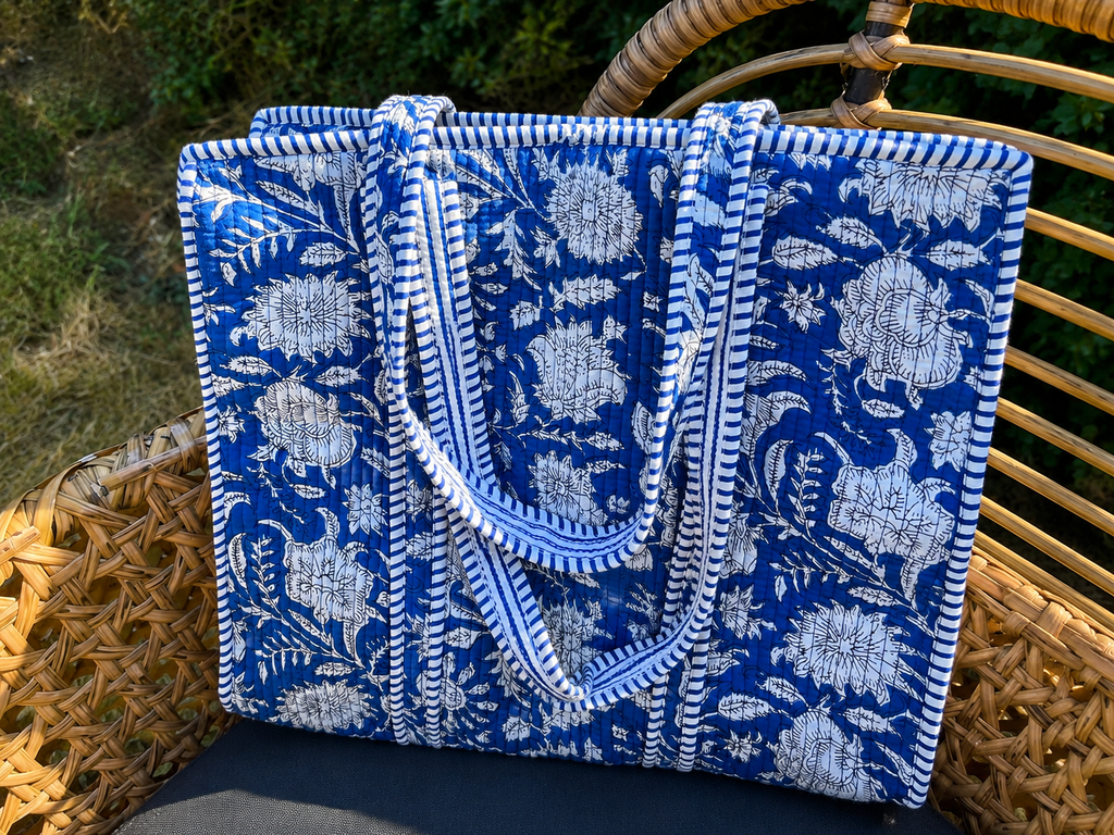 Quilted Block Print Tote (Smaller Size)