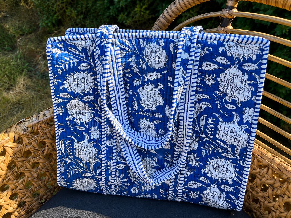 Quilted Block Print Tote (Smaller Size)