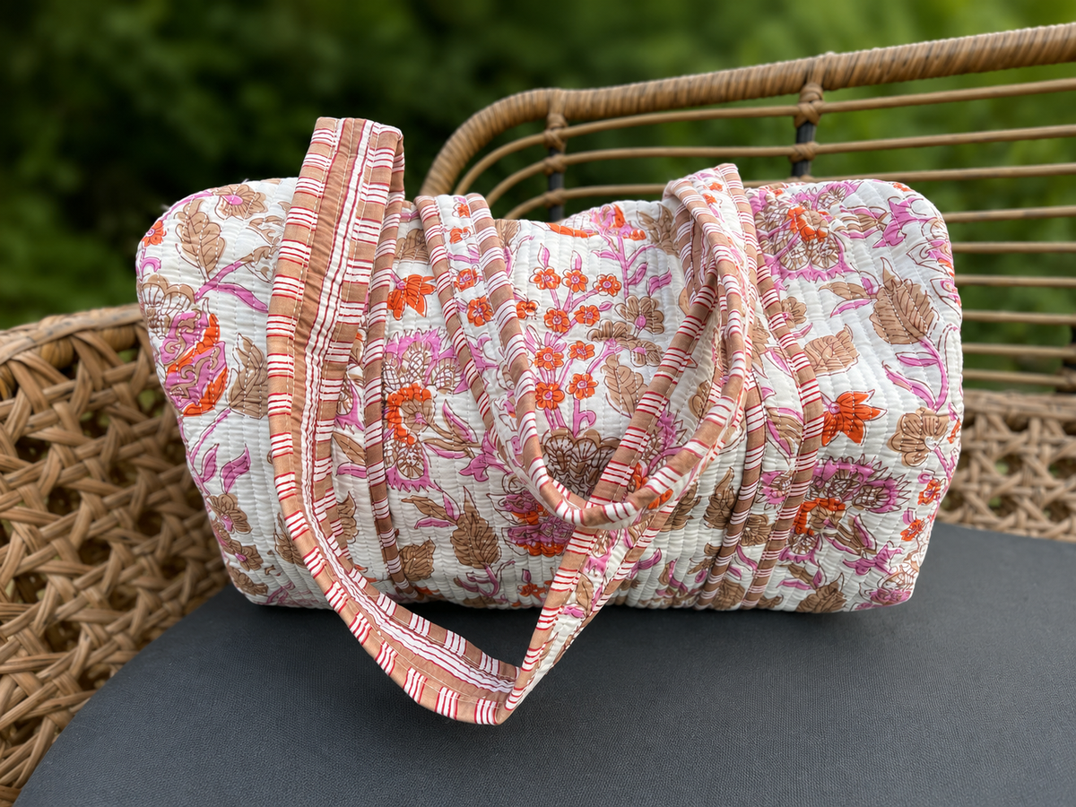 Quilted Block Print Duffle ‘Weekender’ Bags