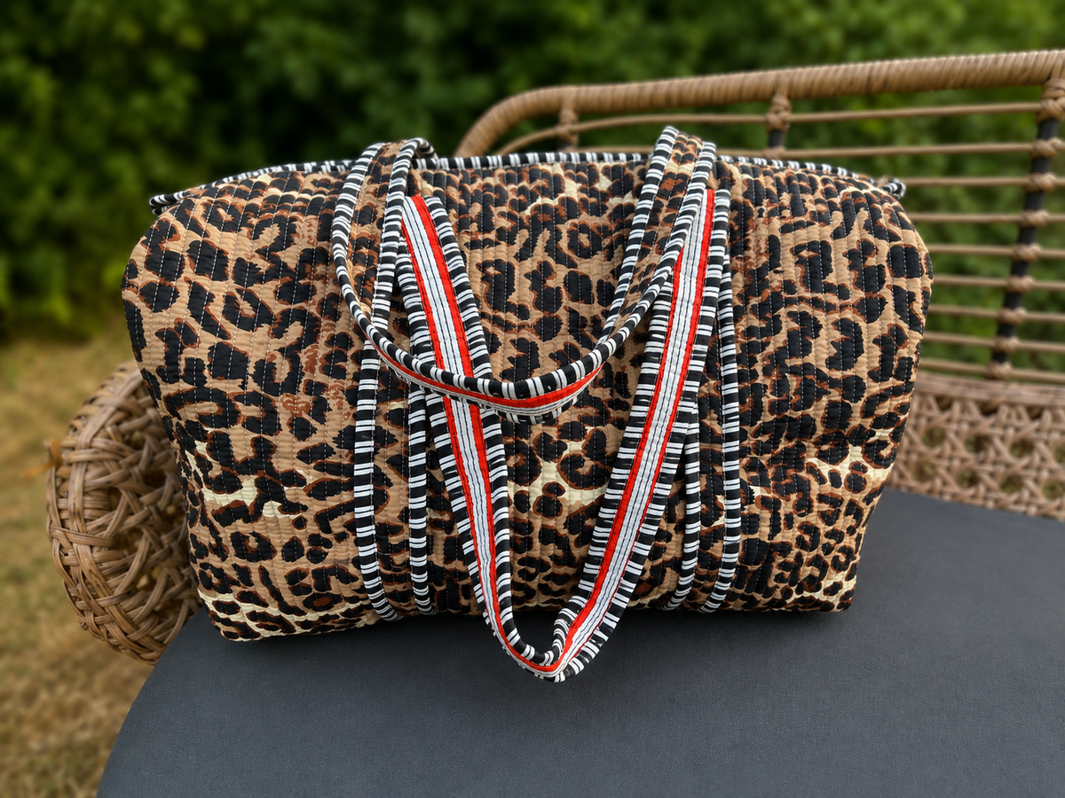 Quilted Block Print Duffle ‘Weekender’ Bags