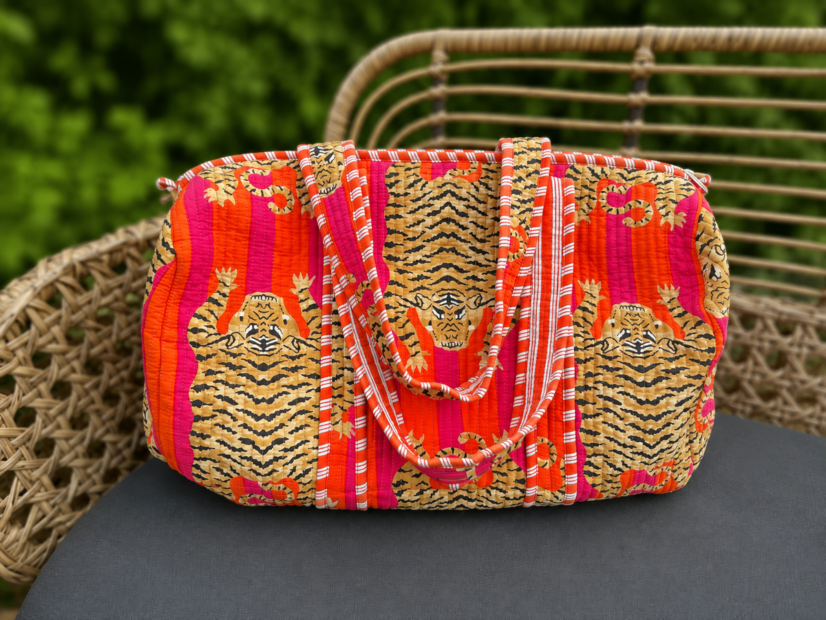 Quilted Block Print Duffle ‘Weekender’ Bags