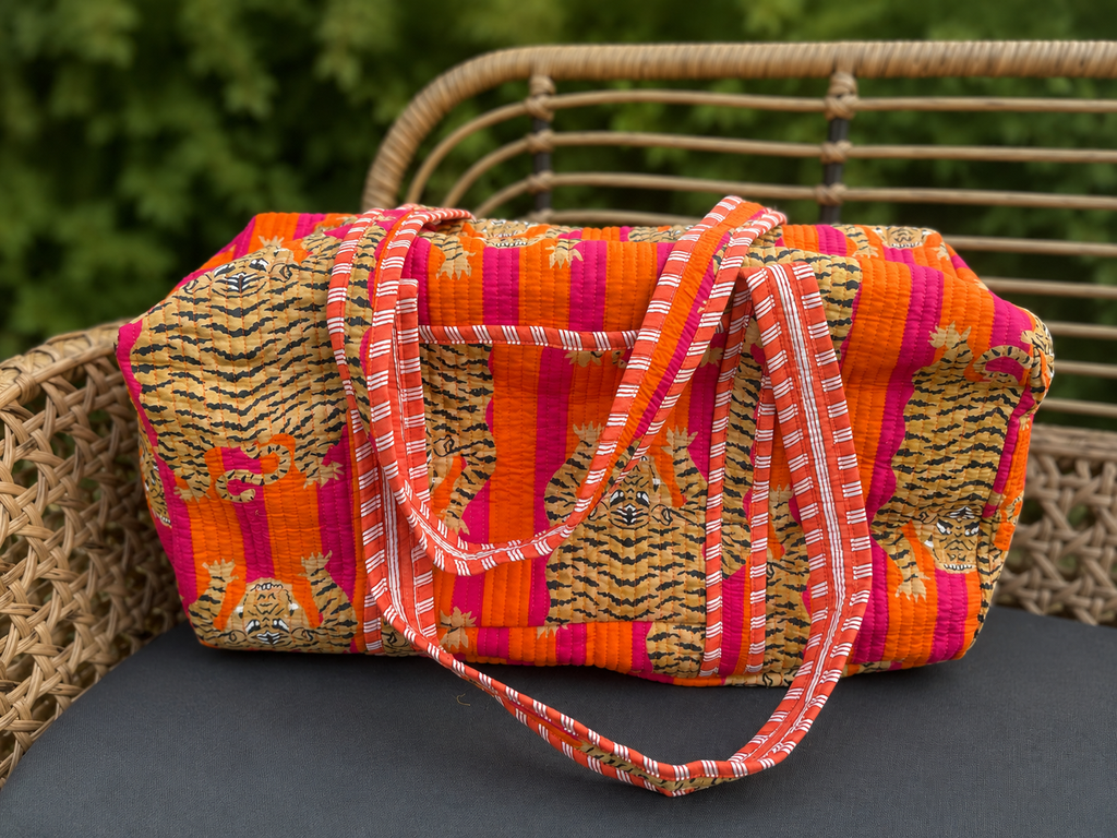 Quilted Block Print Duffle ‘Weekender’ Bags