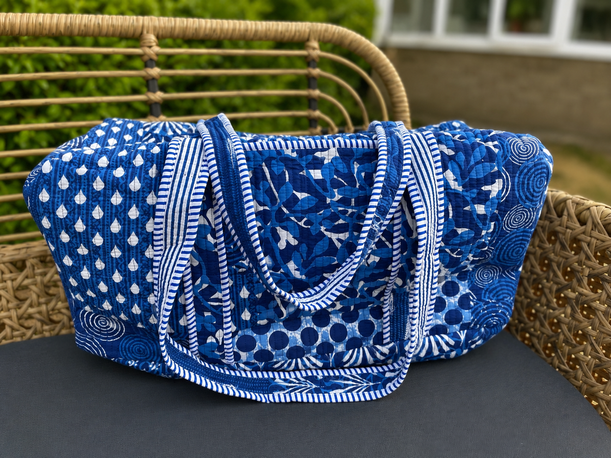 Quilted Block Print Duffle ‘Weekender’ Bags
