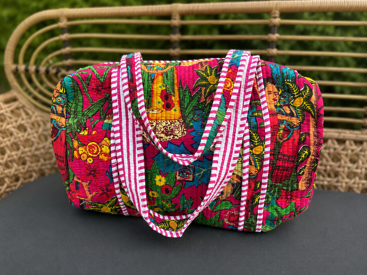Quilted Block Print Duffle ‘Weekender’ Bags