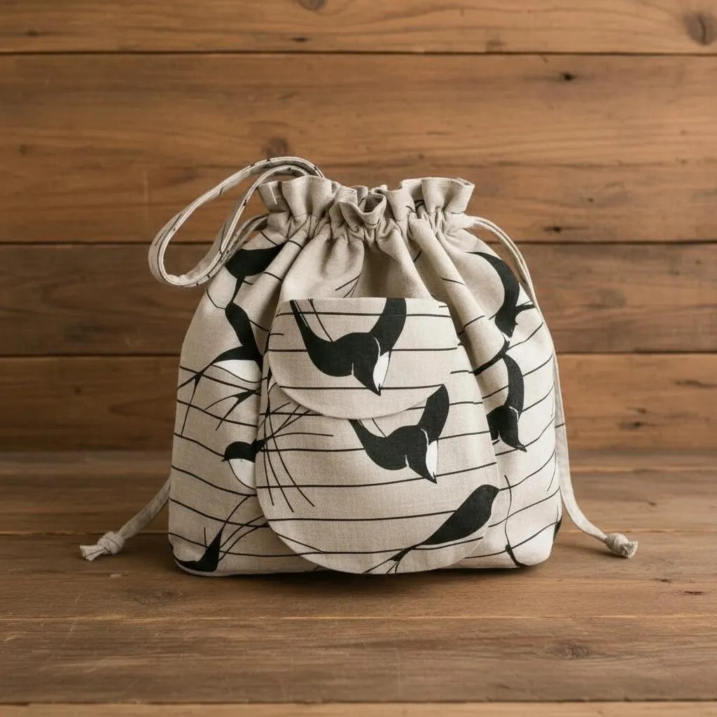 Linen Drawstring Bucket Bag- Lightweight and Versatile-Tote