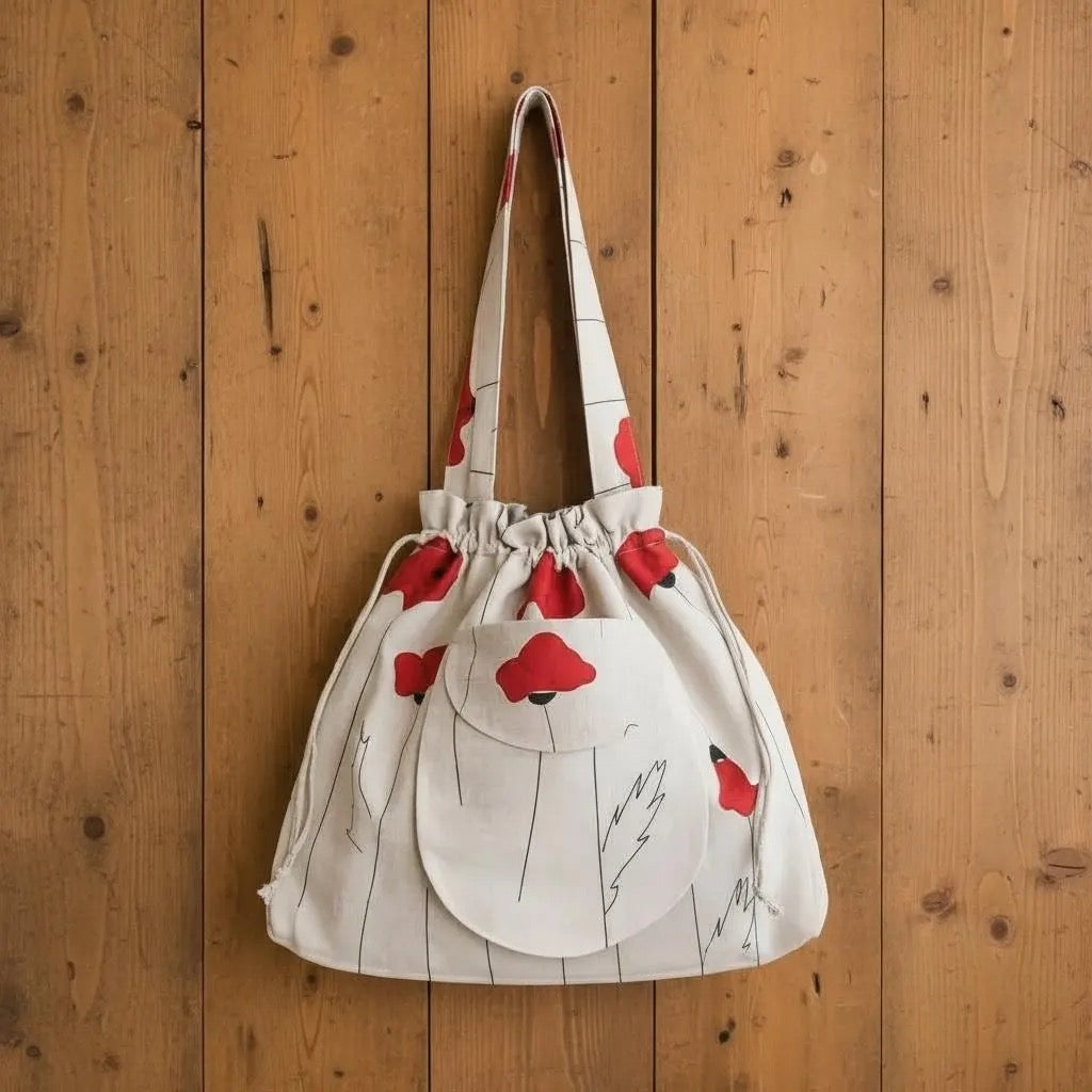 Linen Drawstring Bucket Bag- Lightweight and Versatile-Tote