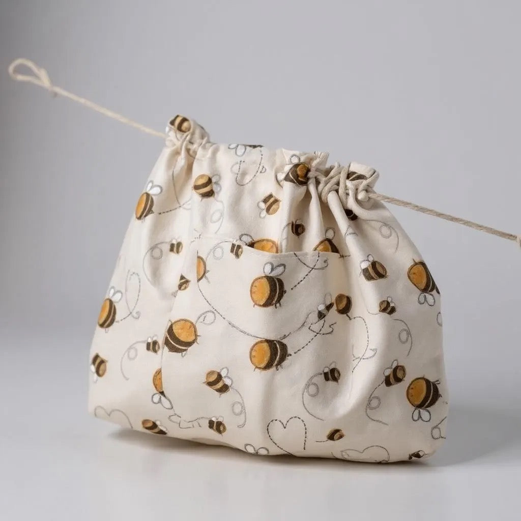 Linen Drawstring Bucket Bag- Lightweight and Versatile-Tote
