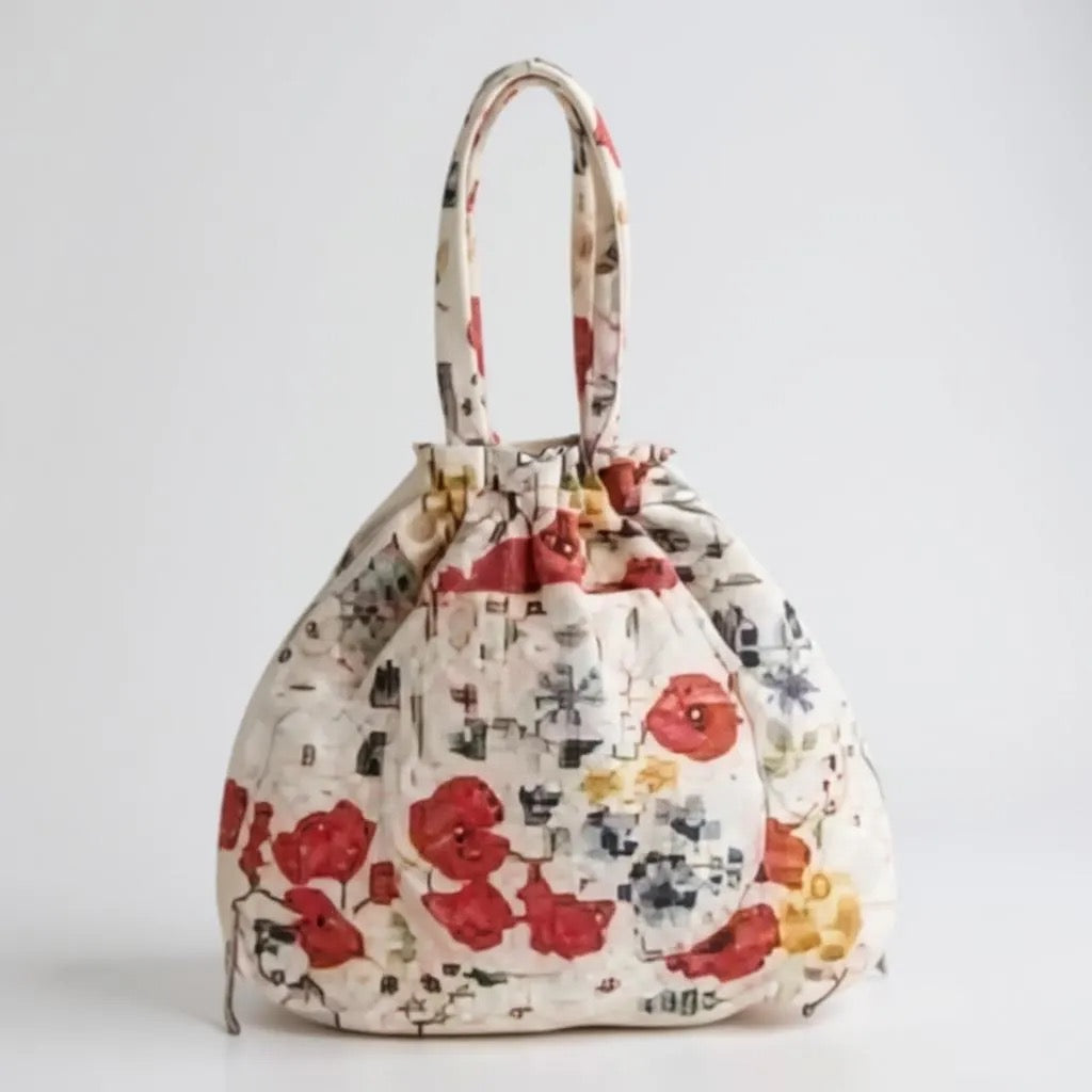 Linen Drawstring Bucket Bag- Lightweight and Versatile-Tote