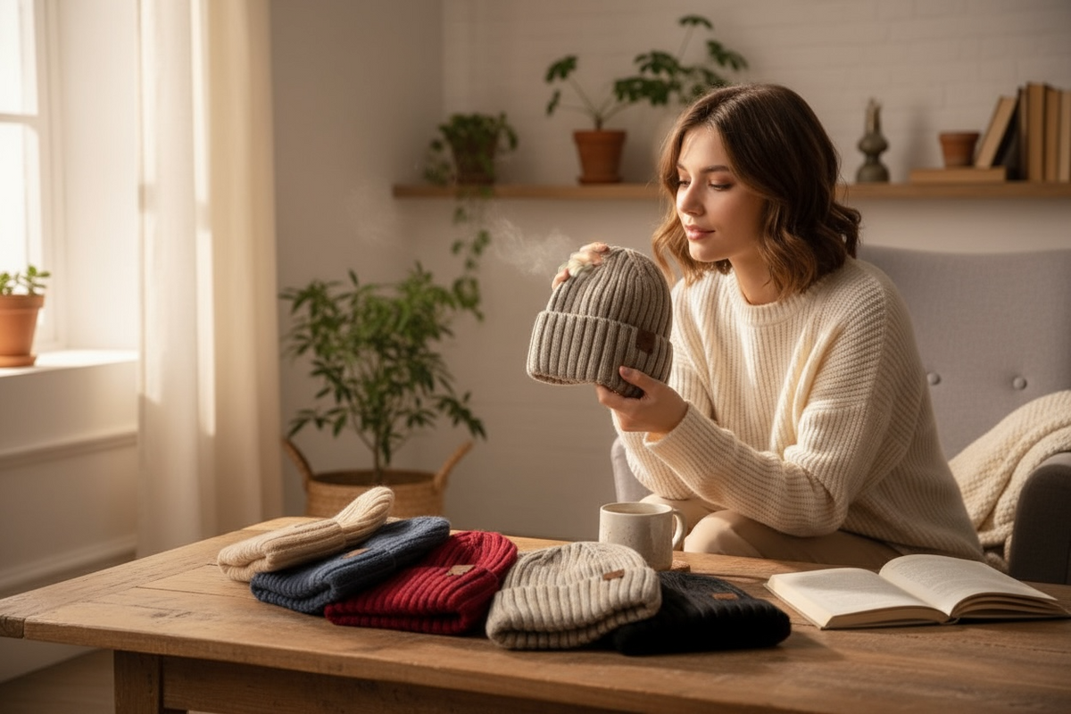 Soft Cashmere Blend Knit Beanie with Satin Lining